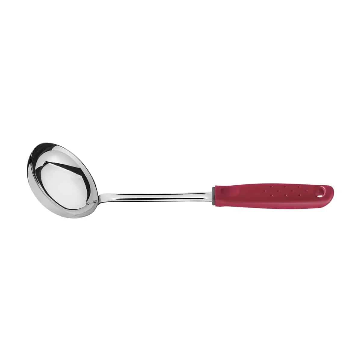 Cucharón Tramontina Utilità de acero inoxidable 30.8 cm con mango rojo — imagen 1 de 2