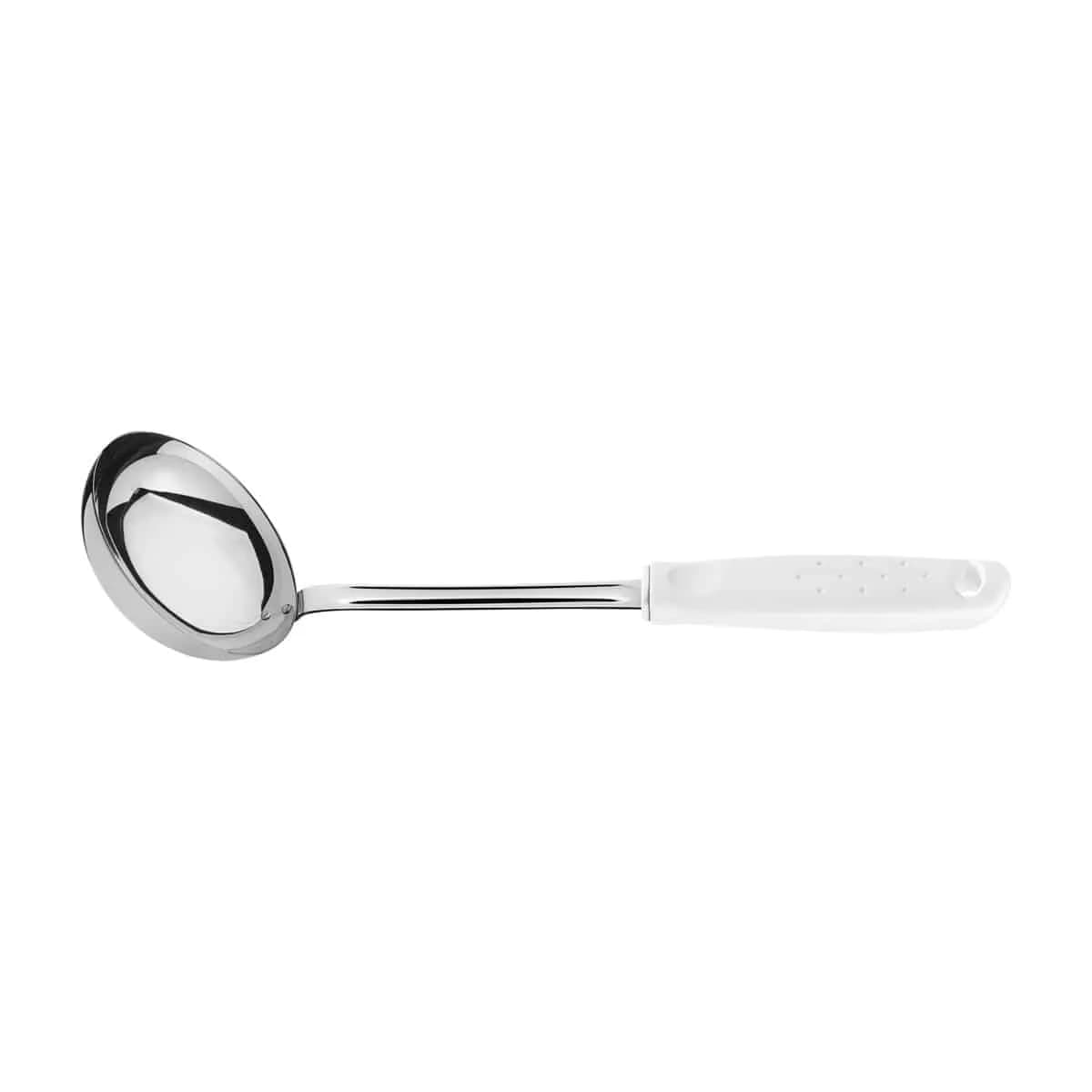 Cucharón Tramontina Utilità de acero inoxidable 30.8 cm con mango blanco — imagen 1 de 2