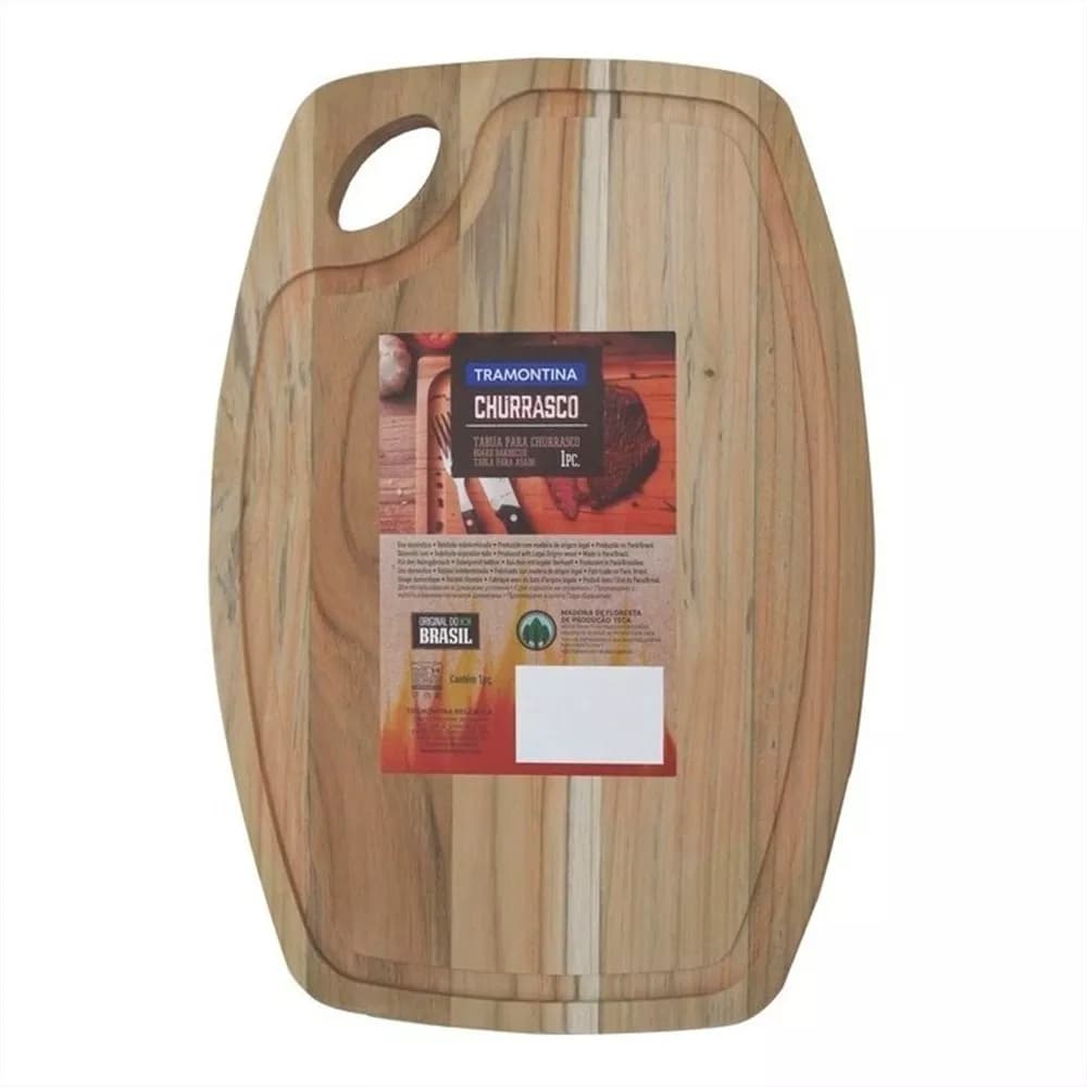 Tabla ovalada de madera teca Tramontina Churrasco 40 x 27 cm — imagen 1 de 1