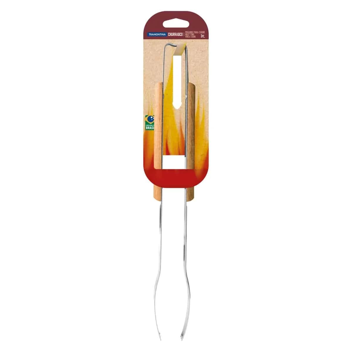 Pinza De Asado Carne Tramontina Madera 38 Cm Churrasco — imagen 2 de 3