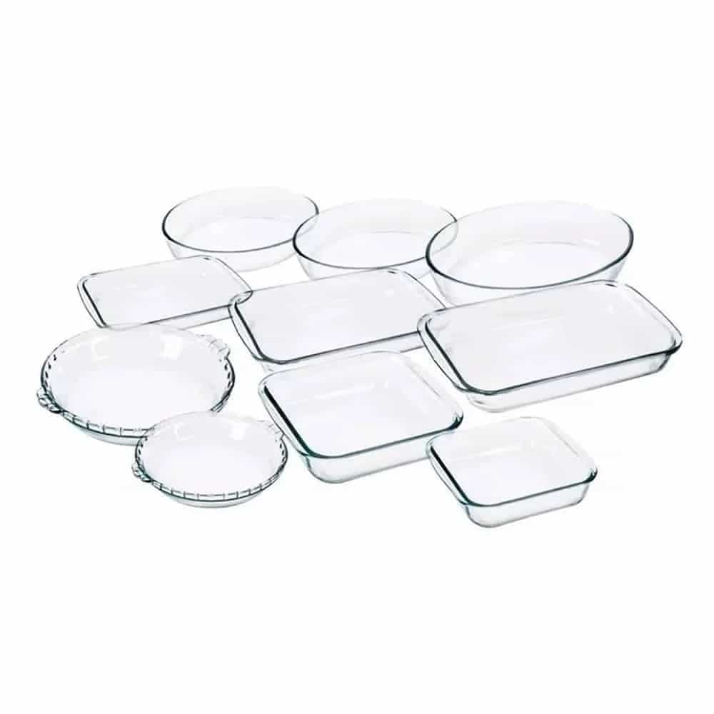 Set Asaderas Vidrio Horno Marinex 10 Piezas
