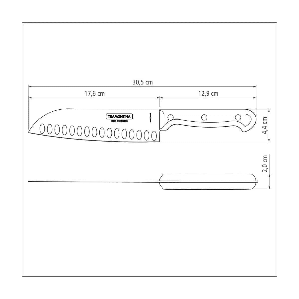 Cuchillo Santoku Tramontina Ultracorte de acero inoxidable 7 pulgadas negro — imagen 2 de 2