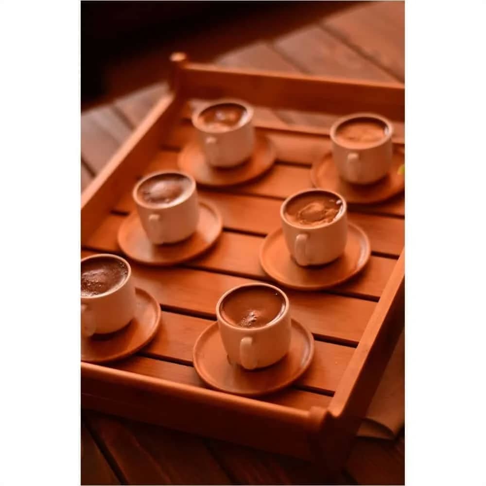 Juego Taza Cafe Porcelana Con Platillo Bambu 12 Piezas — imagen 3 de 4