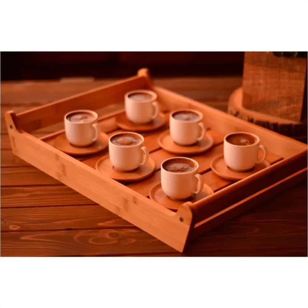 Juego Taza Cafe Porcelana Con Platillo Bambu 12 Piezas — imagen 4 de 4