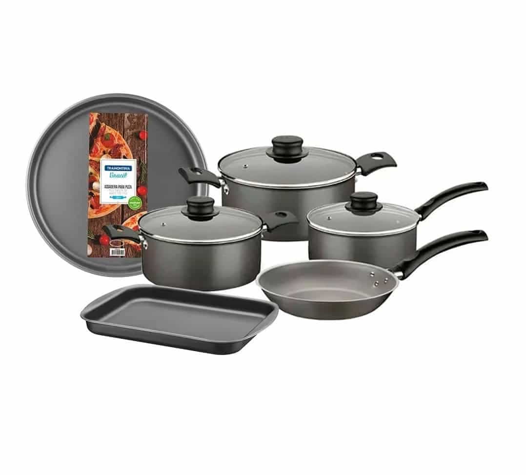 Kit Cocina Ollas Tramontina Bifera Asadera 10 Piezas