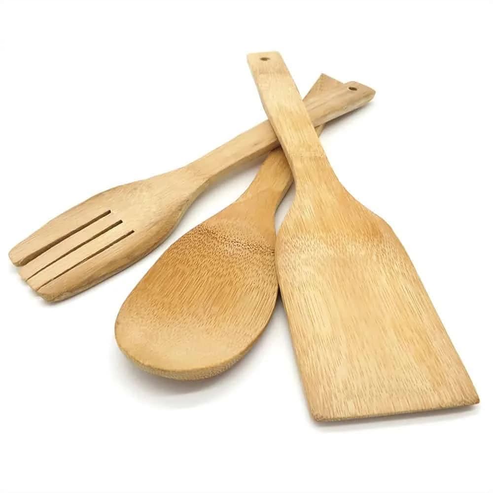 Juego De Menage Bambu Madera Espatula Cucharon 3 Piezas — imagen 2 de 2