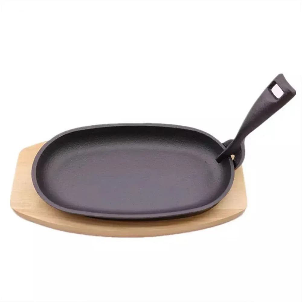 Plancha Grill Oval 24 Cm Hierro Con Base De Madera Grupo Dos — imagen 2 de 3