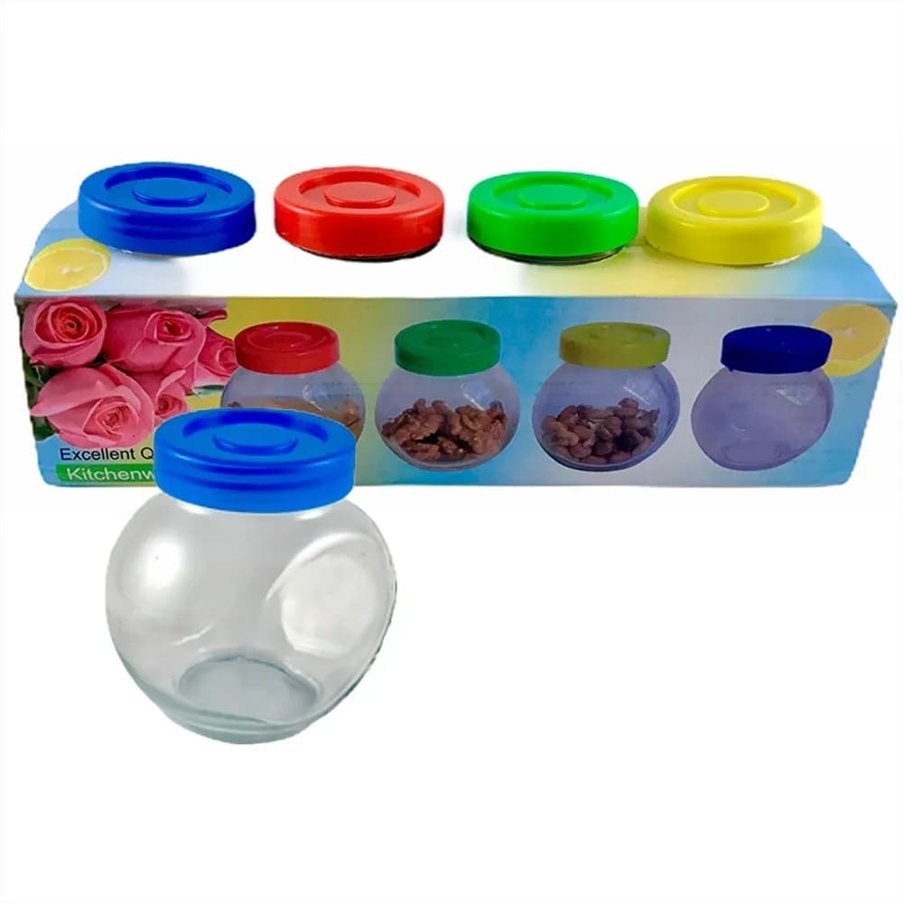 Frasco De Vidrio Especiero Condimentero X 4 Uni Tapa Color — imagen 1 de 1