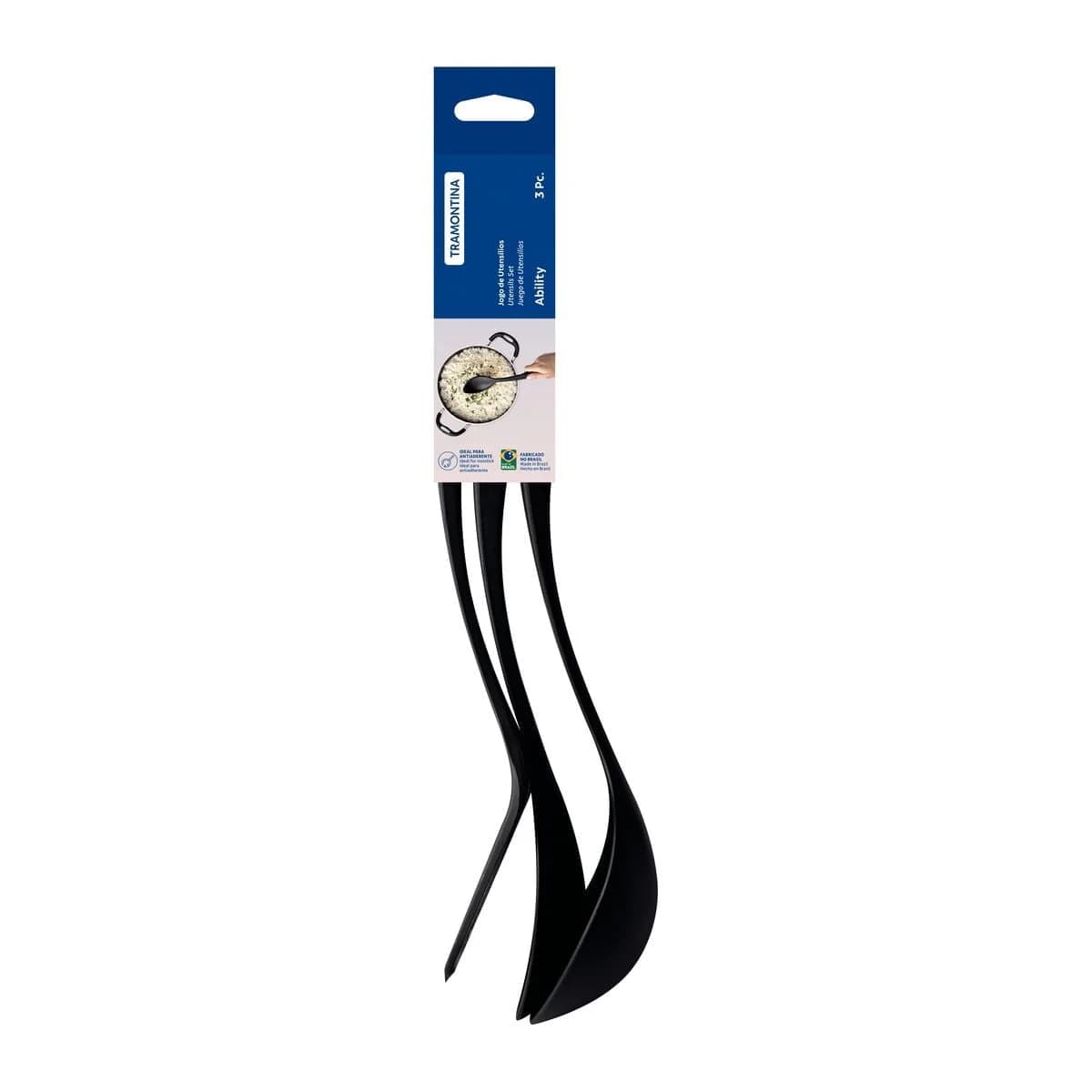 Juego de utensilios Tramontina Ability de nylon 3 piezas color negro — imagen 2 de 3