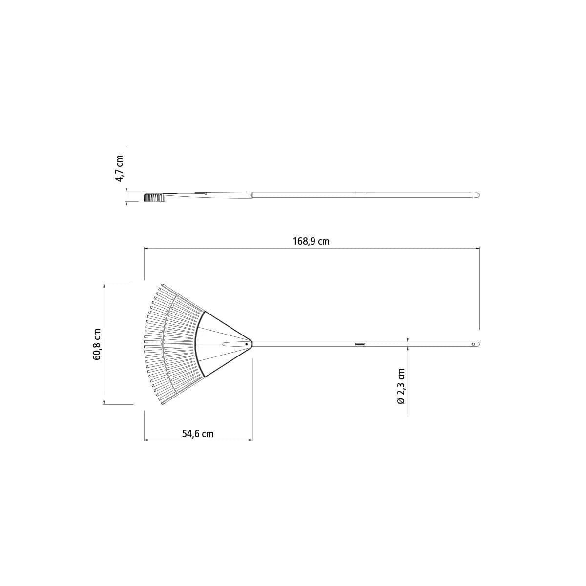 Escobilla plástica para jardín Tramontina 26 dientes negra con mango 120 cm — imagen 2 de 3