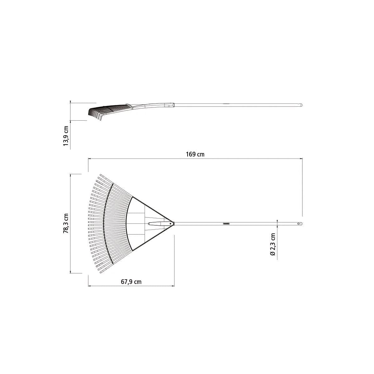 Escobilla plástica para jardín Tramontina 30 dientes naranja con mango 120 cm — imagen 2 de 3