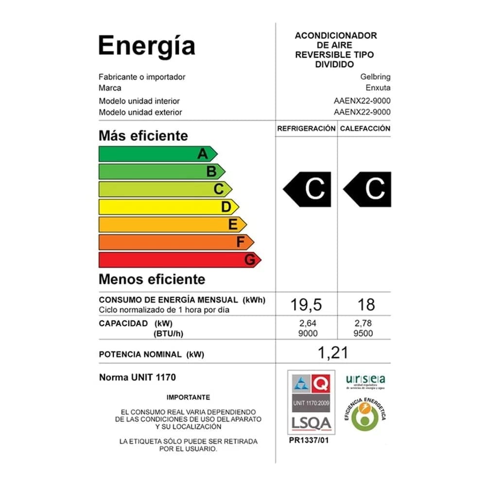 Aire Acondicionado Enxuta 9000 Btu Split Slim 1 Año Garantia — imagen 7 de 7