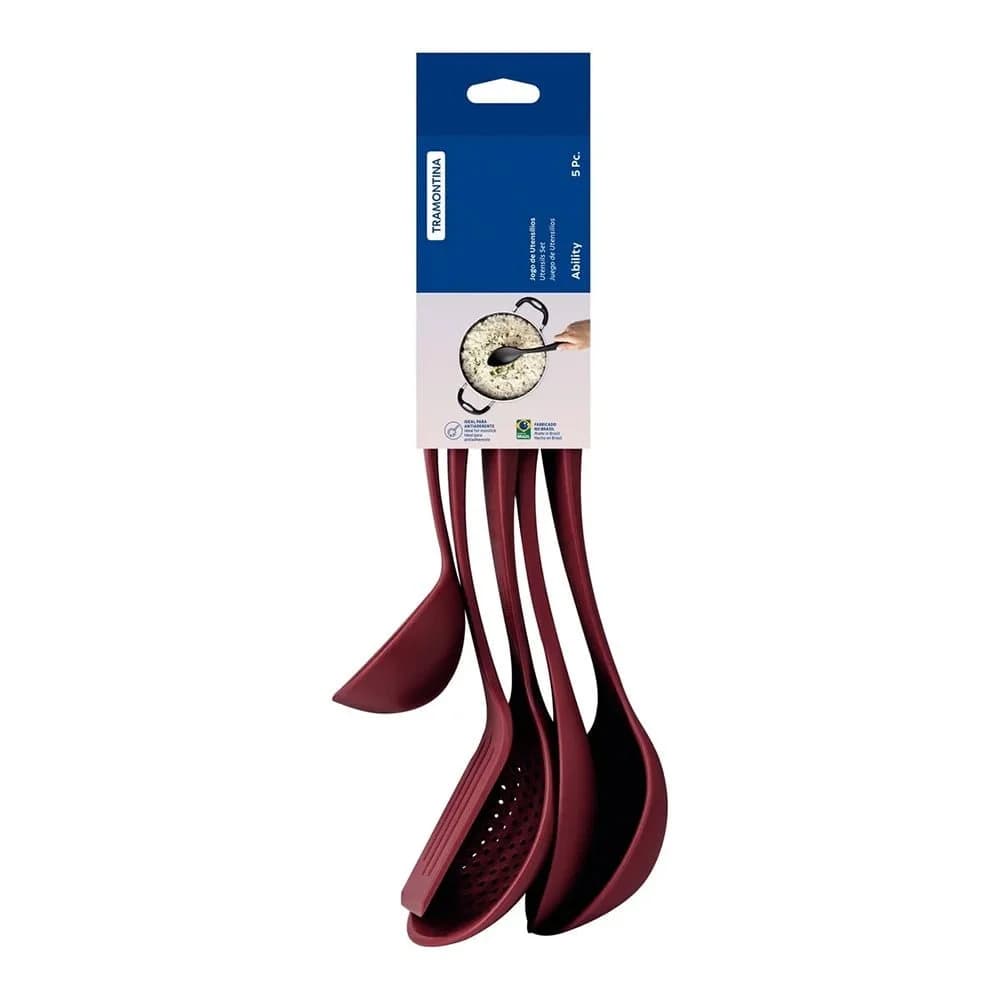 Juego de utensilios Tramontina Ability de nylon 5 piezas color rojo — imagen 2 de 3