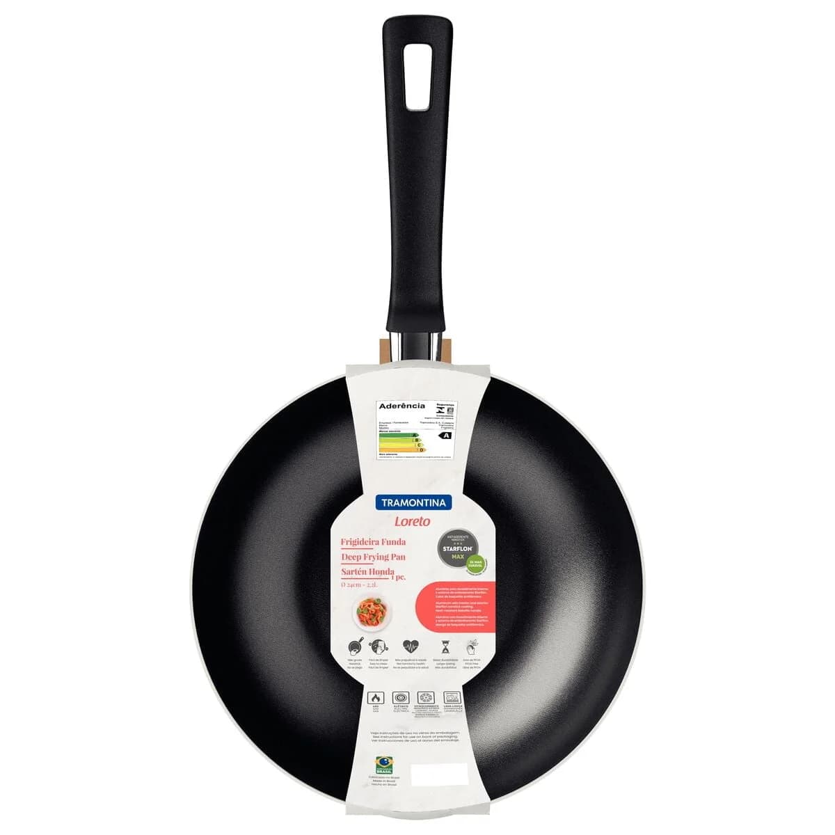 Sarten Wok Tramontina 24 Cm Teflon Antiadherente Loreto — imagen 2 de 5