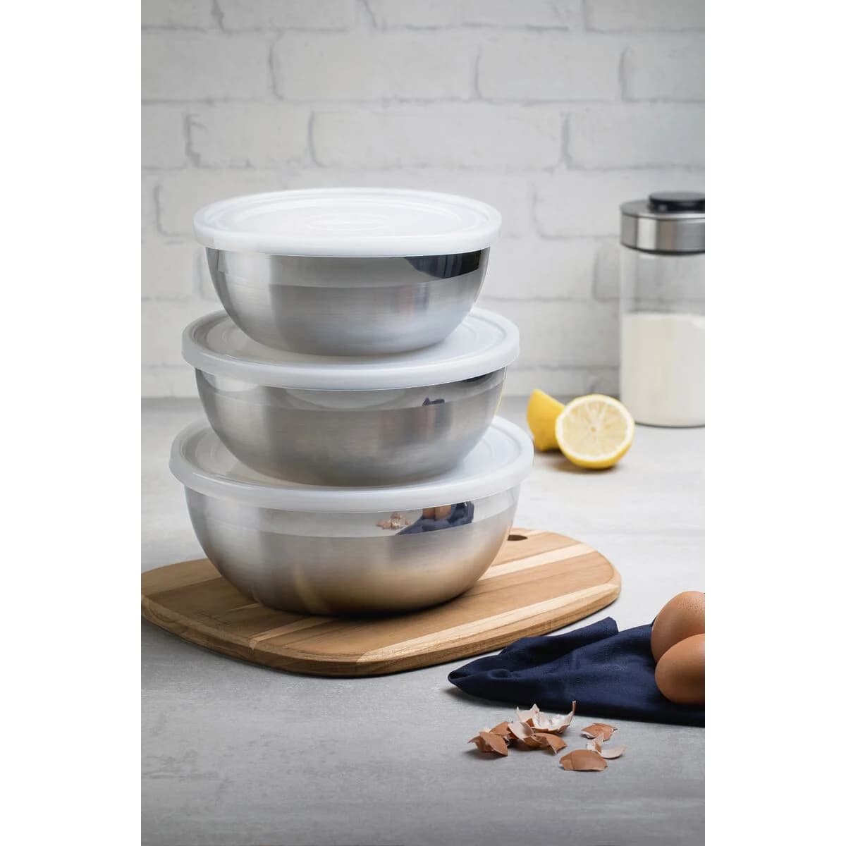 Juego De Bowls Tramontina 3 Pzs Acero Inoxtapa Plastico — imagen 5 de 5