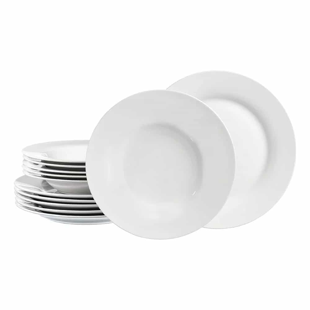 Juego De Vajilla Ceramica Blanco Plato Hondo Y Llano 12 Pzas