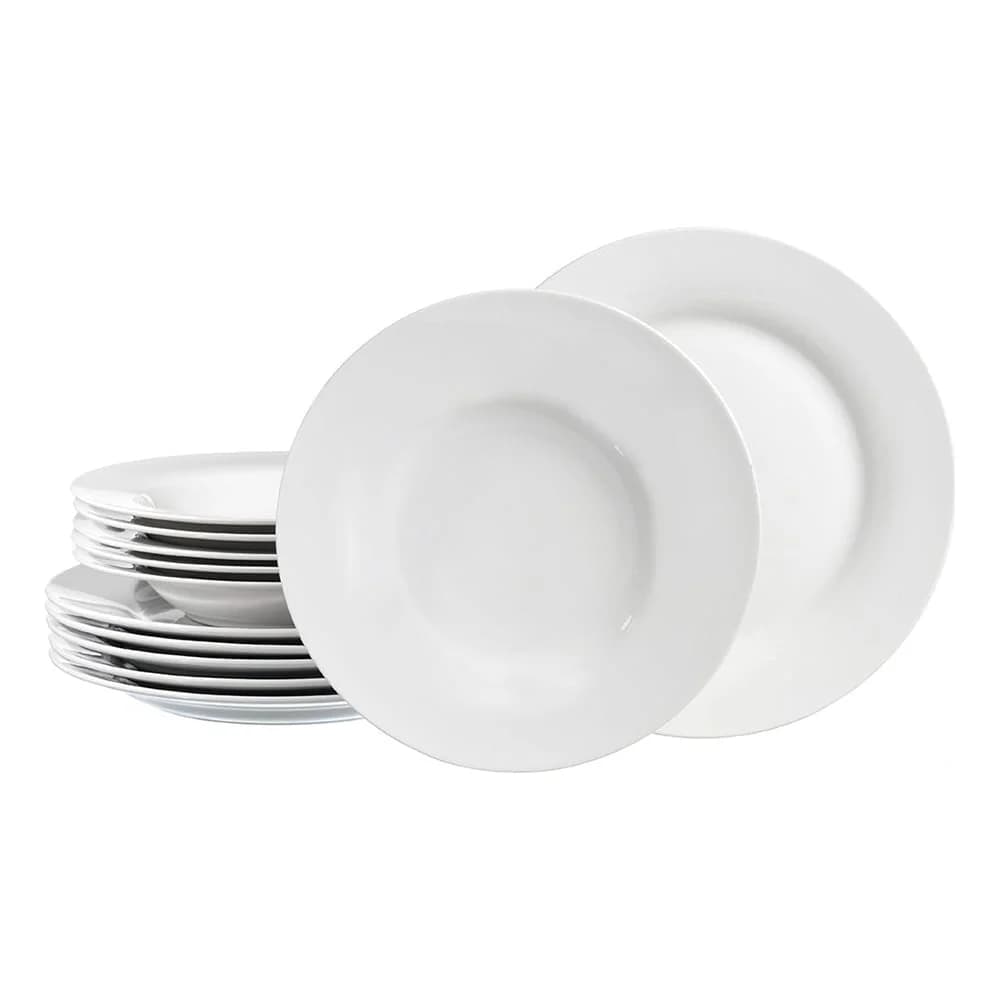 Juego De Vajilla Ceramica Blanco Plato Hondo Y Llano 12 Pzas — imagen 1 de 3