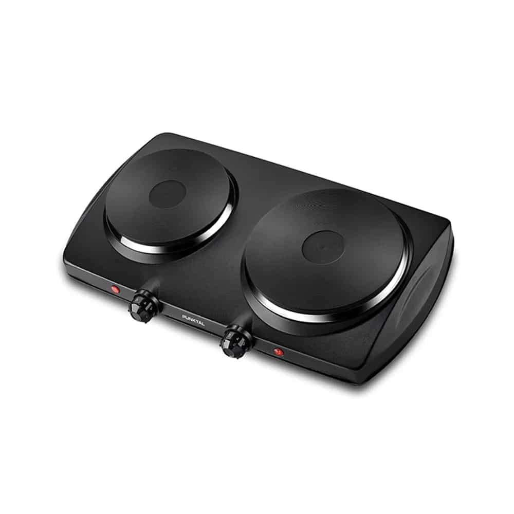 Anafe Eléctrico 2 Discos Punktal Color Negro 1500w Cable 1m