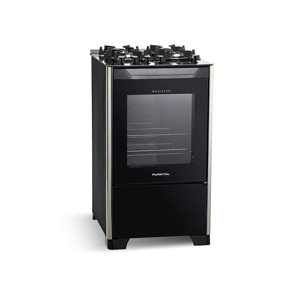 Cocina A Gas Punktal Pk-490g Con Grill Vidrio Color Negro — imagen 1 de 1