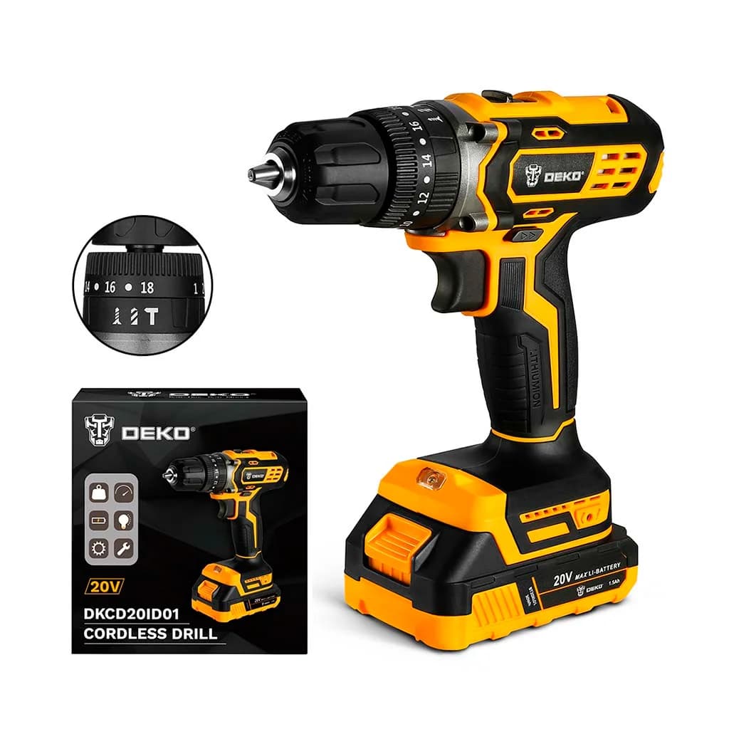 Taladro Atornillador A Batería Deko Dkcd20xl01-h10 10mm 40nm — imagen 3 de 3