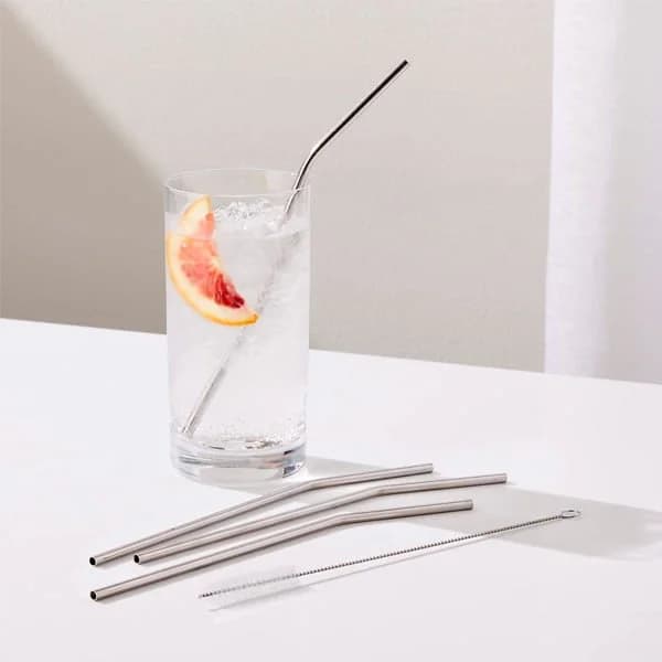 Sorbito Pajita Acero Inox Reutilizable X 4 Con Limpiador — imagen 2 de 3
