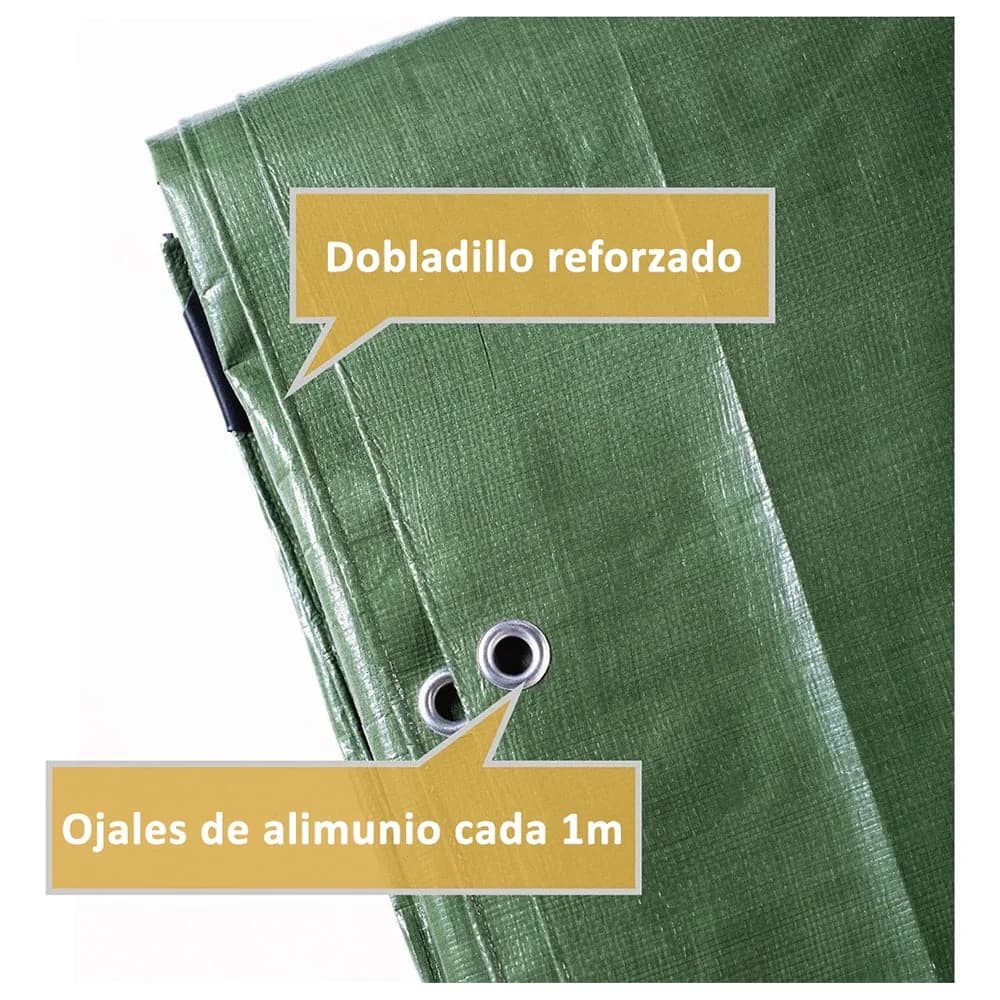 Lona Impermeable Verde Con Proteccion Uv 6m X 4m Goldex — imagen 3 de 4