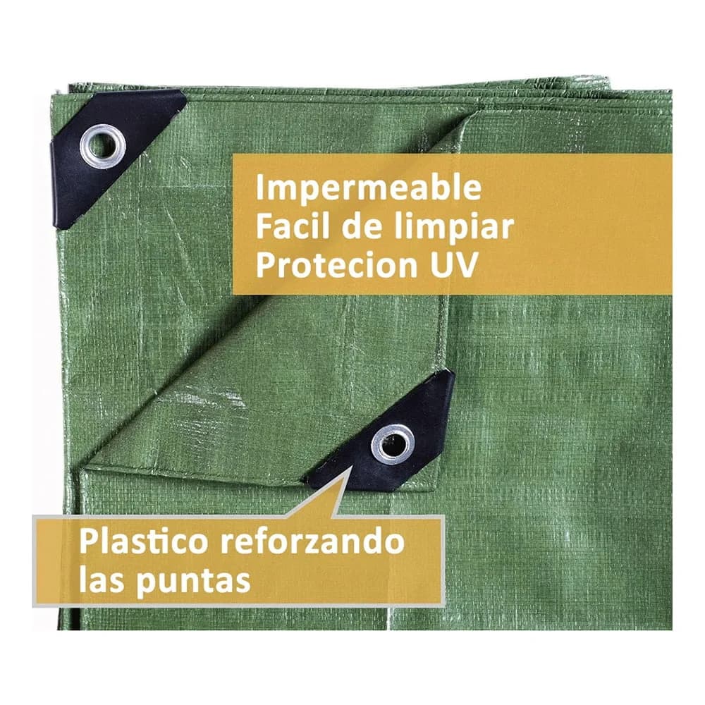 Lona Impermeable Verde Con Proteccion Uv 6m X 4m Goldex — imagen 4 de 4