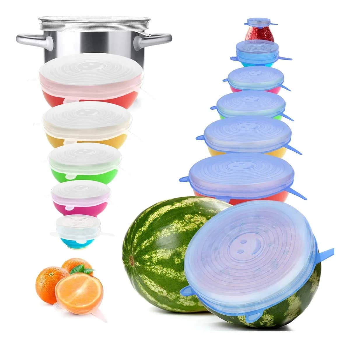 Set De 6 Tapas De Silicona Adaptables Reutilizable Bpa Free — imagen 1 de 3