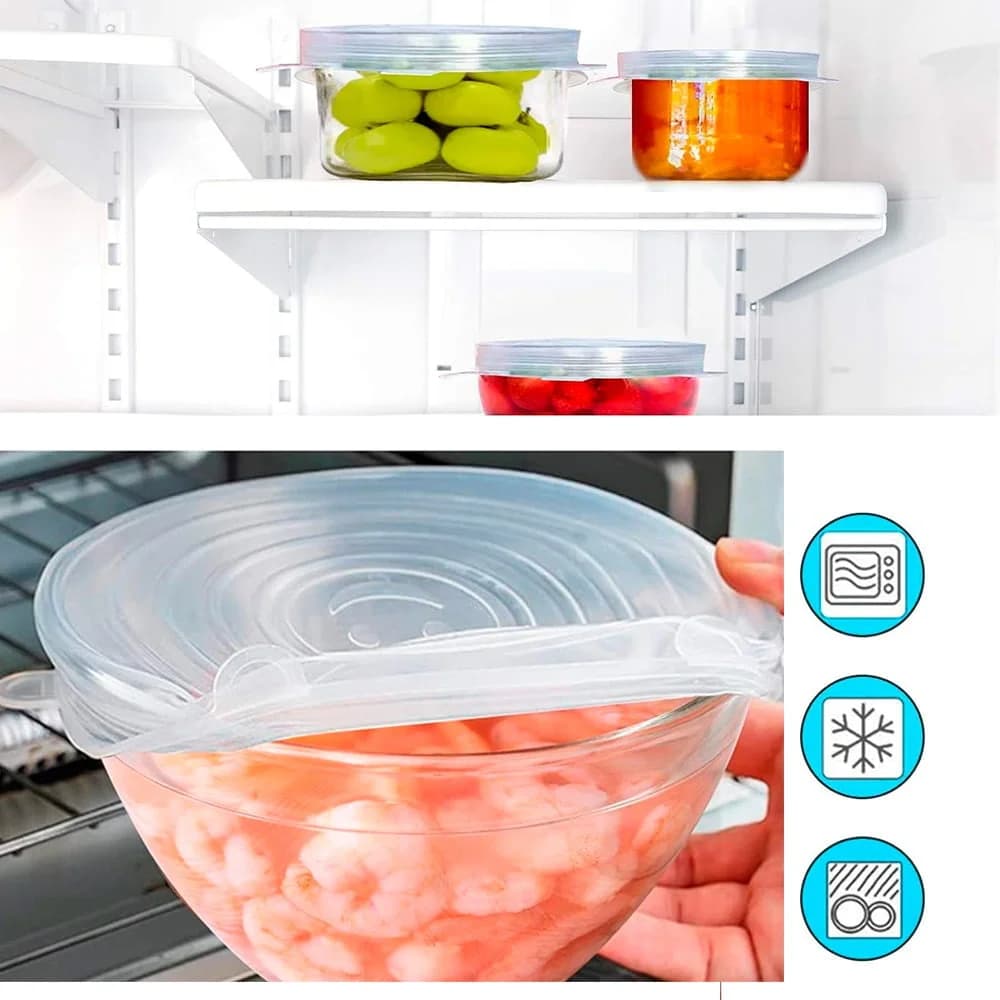 Set De 6 Tapas De Silicona Adaptables Reutilizable Bpa Free — imagen 3 de 3