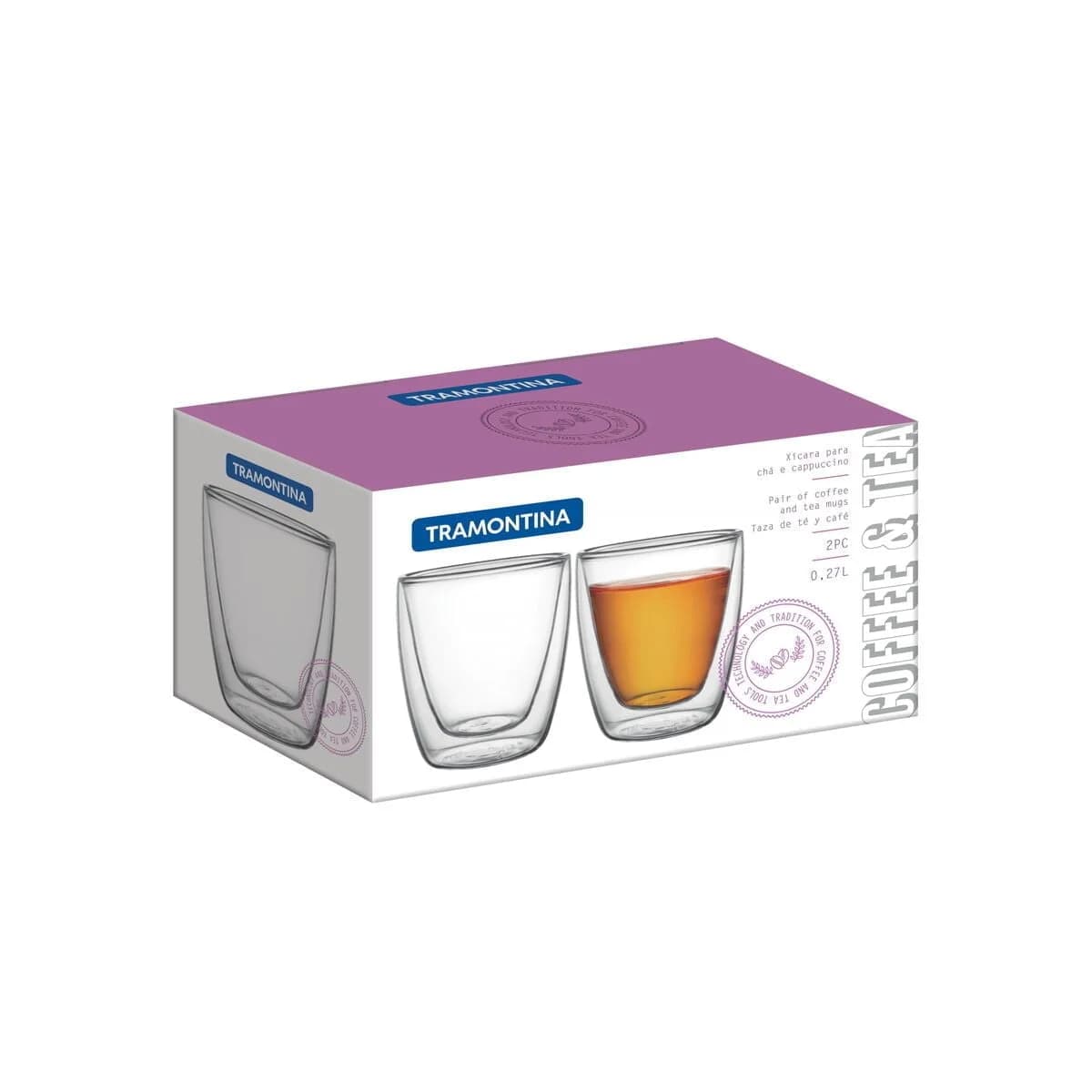 Vaso Doble Vidrio Tramontina Termico 270 Ml Cafe X2 Unid. — imagen 2 de 8