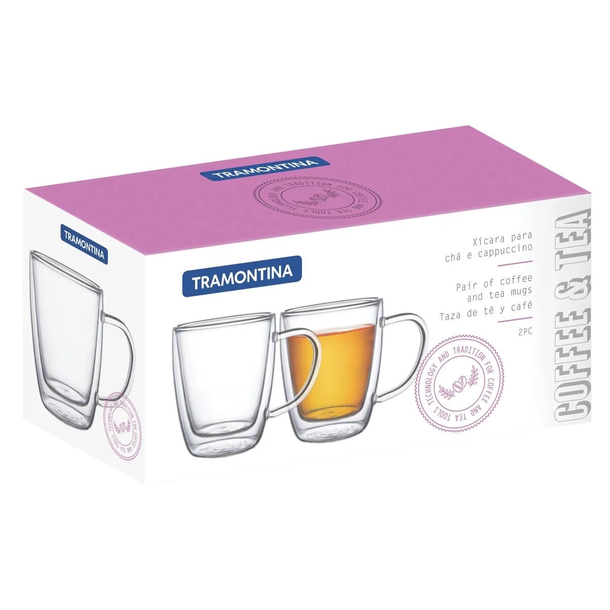 Taza Doble Vidrio Tramontina Termico 270 Ml Cafe X2 Unid. — imagen 2 de 6