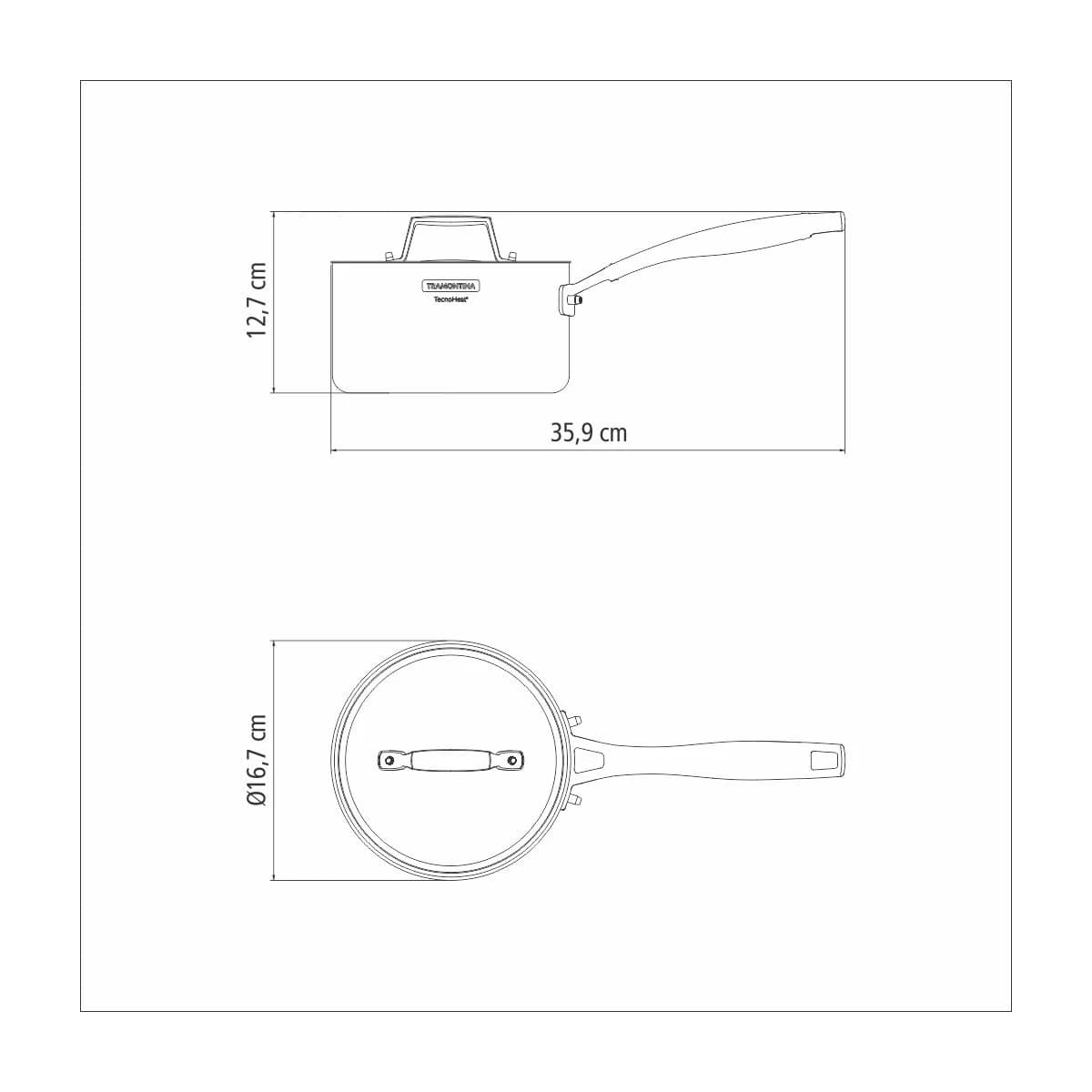 Olla Tramontina Triple Fondo Acero Inox 16 Cm 1,7 Lts Grano — imagen 3 de 7