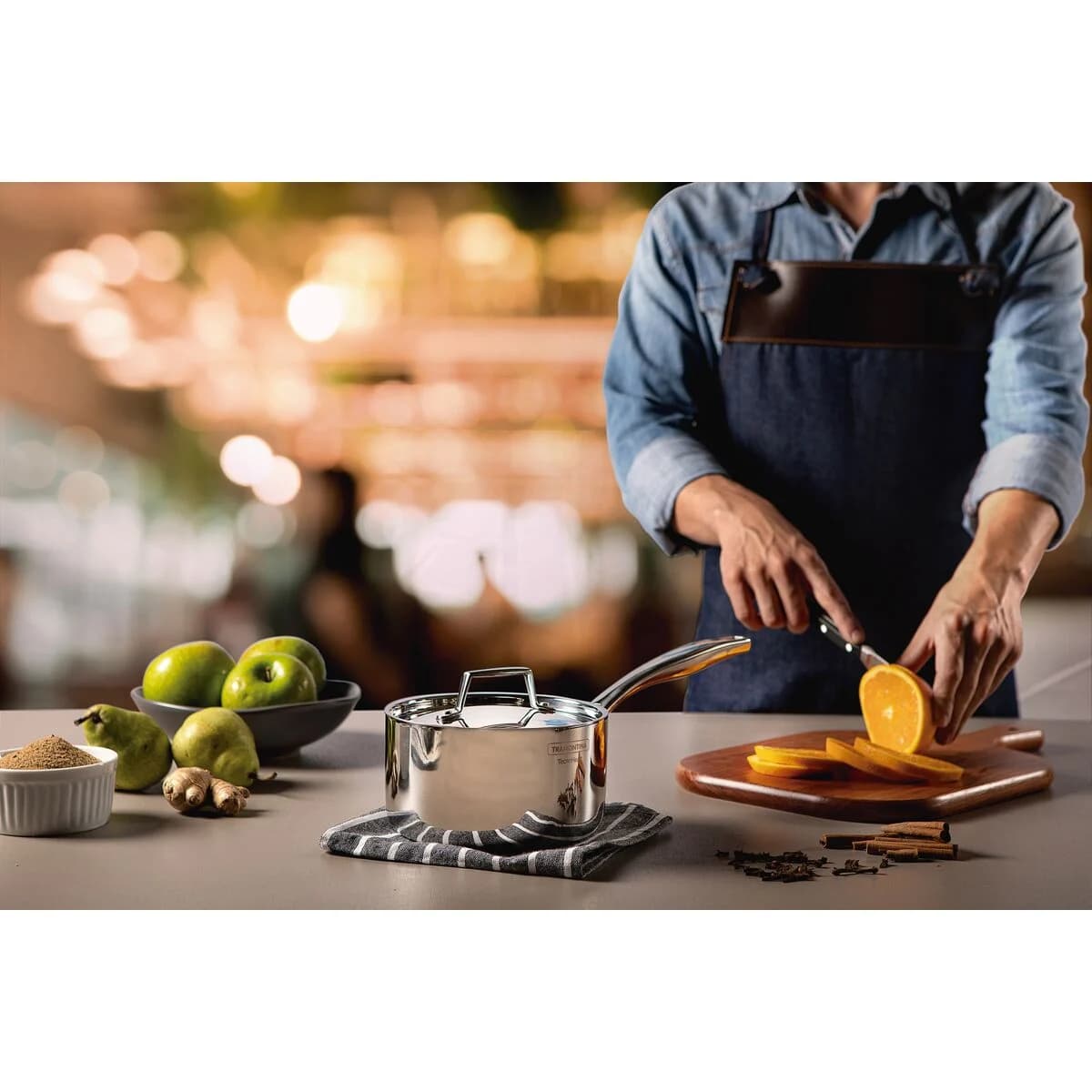 Olla Tramontina Triple Fondo Acero Inox 16 Cm 1,7 Lts Grano — imagen 6 de 7