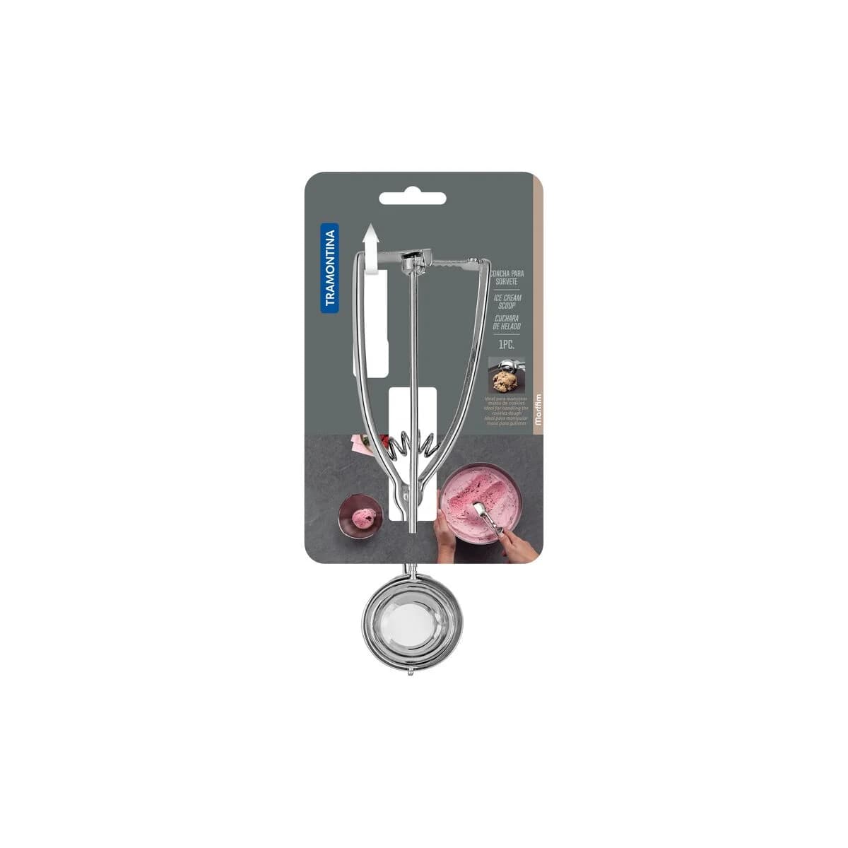 Cuchara para helado con extractor Tramontina Marffim de acero inoxidable — imagen 2 de 5