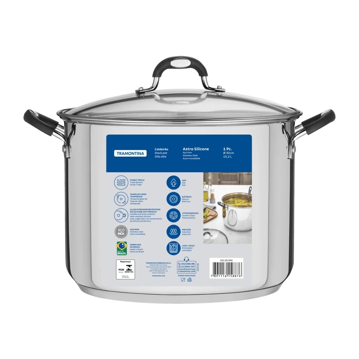 Olla Tramontina Acero Inoxidable Induccion 15,4 Litros Solar