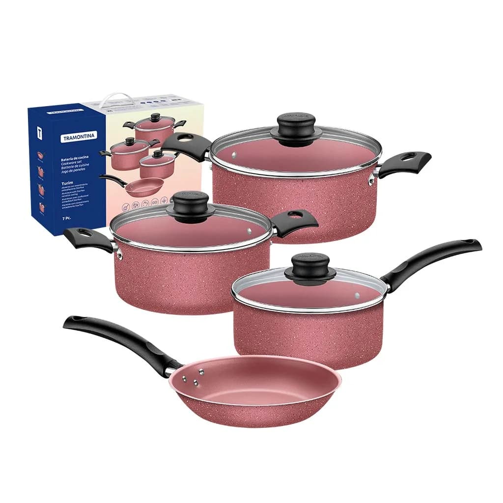 Juego De Ollas Bateria Tramontina Rosa 25 Piezas Asaderas — imagen 3 de 5