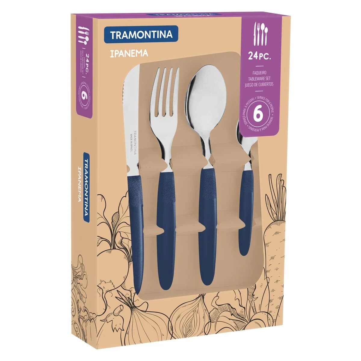 Juego De Cubiertos Tramontina Ipanema 24 Piezas Azul — imagen 2 de 4