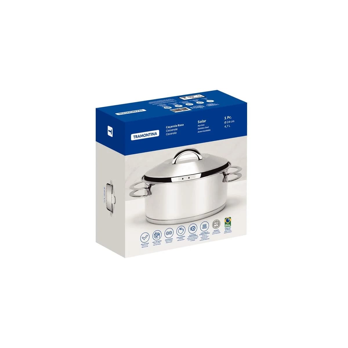 Olla Tramontina Acero Inoxidable Induccion 4,7 Litros Solar — imagen 2 de 8