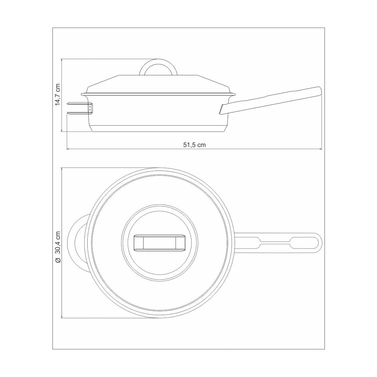 Sarten Con Tapa Tramontina Induccion 28 Cm Acero Inoxidable — imagen 2 de 2