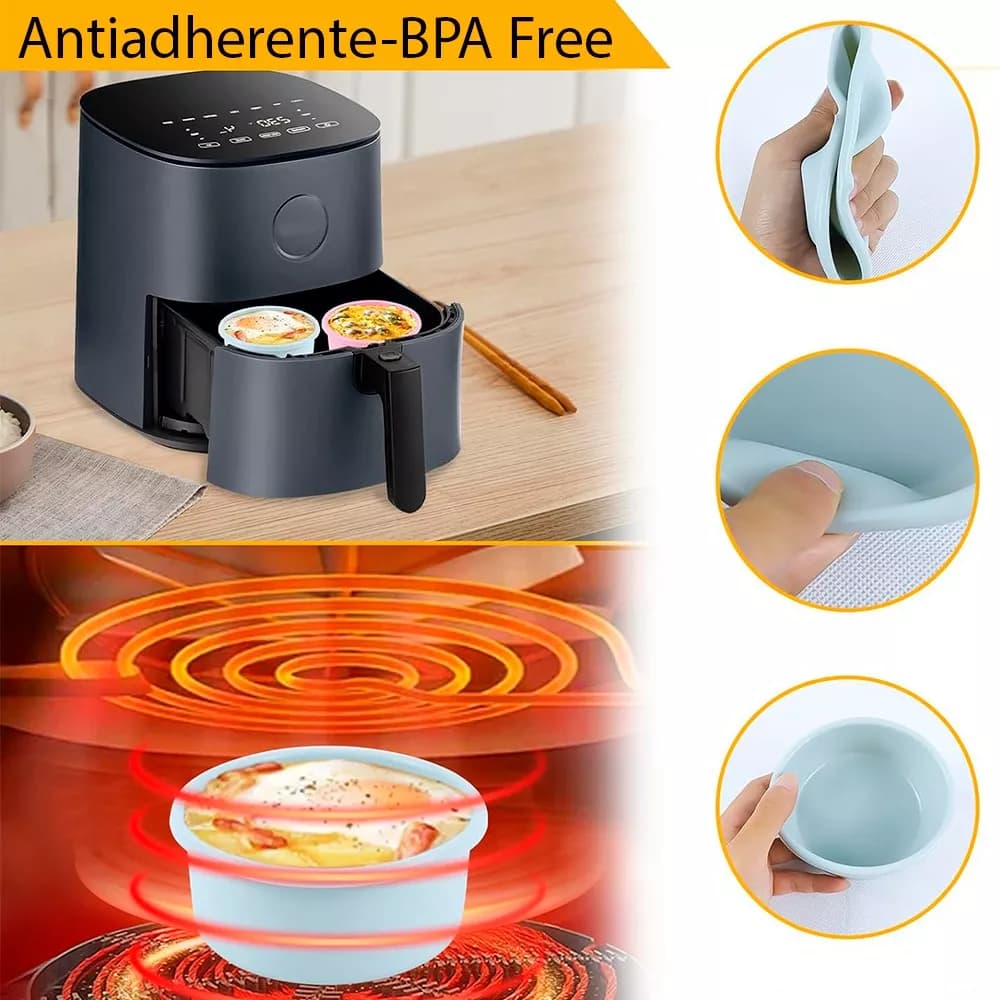 Molde Silicona Para Huevo Para Freidora De Aire 10 Cm 2 Uni — imagen 2 de 3