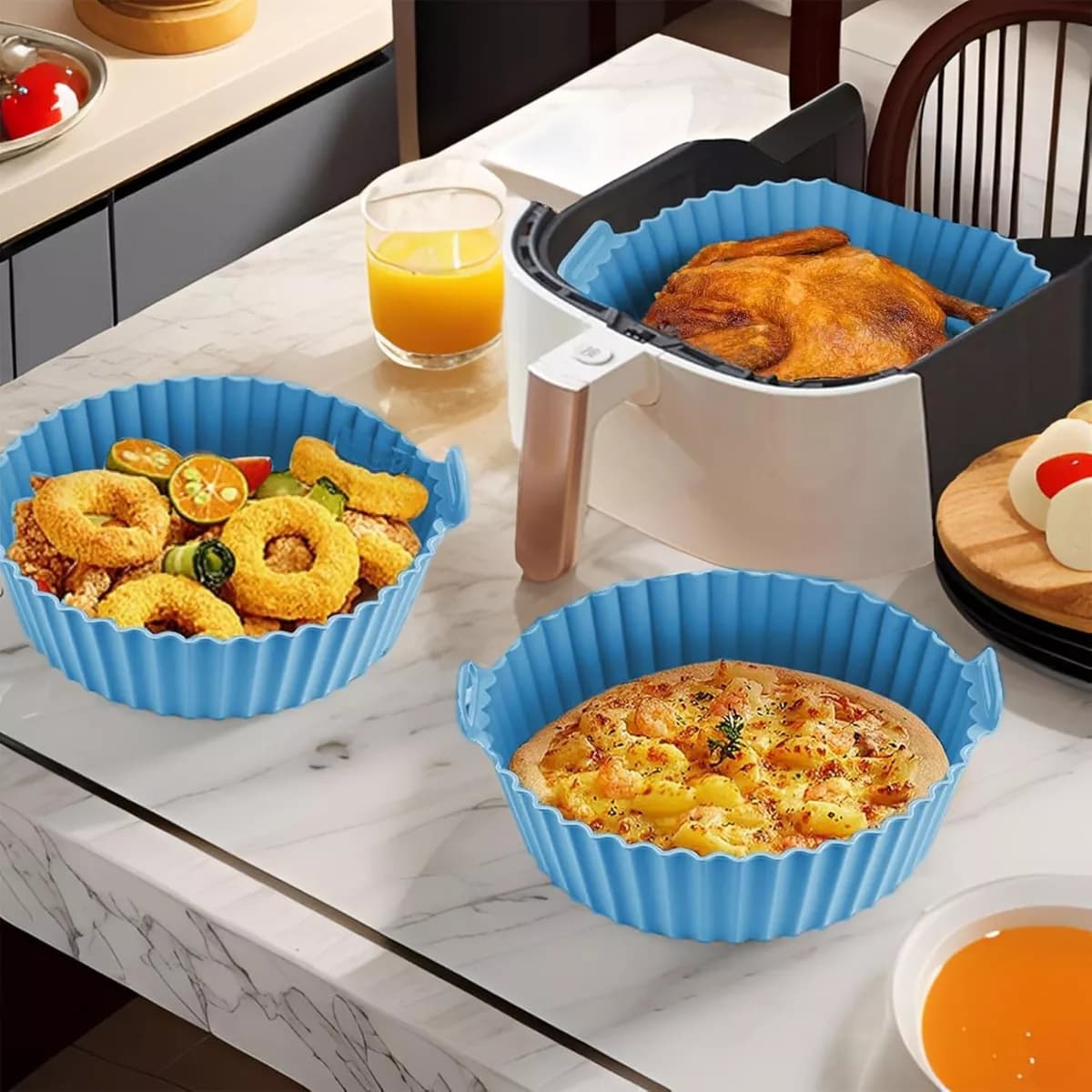 Kit De 6 Moldes Bandeja De Silicona Para Freidora De Aire — imagen 3 de 4