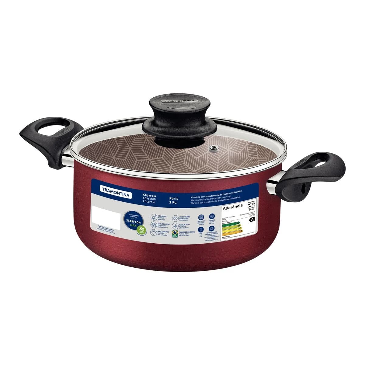 Olla Tramontina Paris Antiadherente Teflon 26 Cm 6,3 L Roja