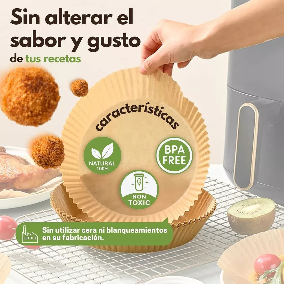 Bandejas De Papel Para Freidora De Aire Sin Aceite 50 Uni — imagen 3 de 6