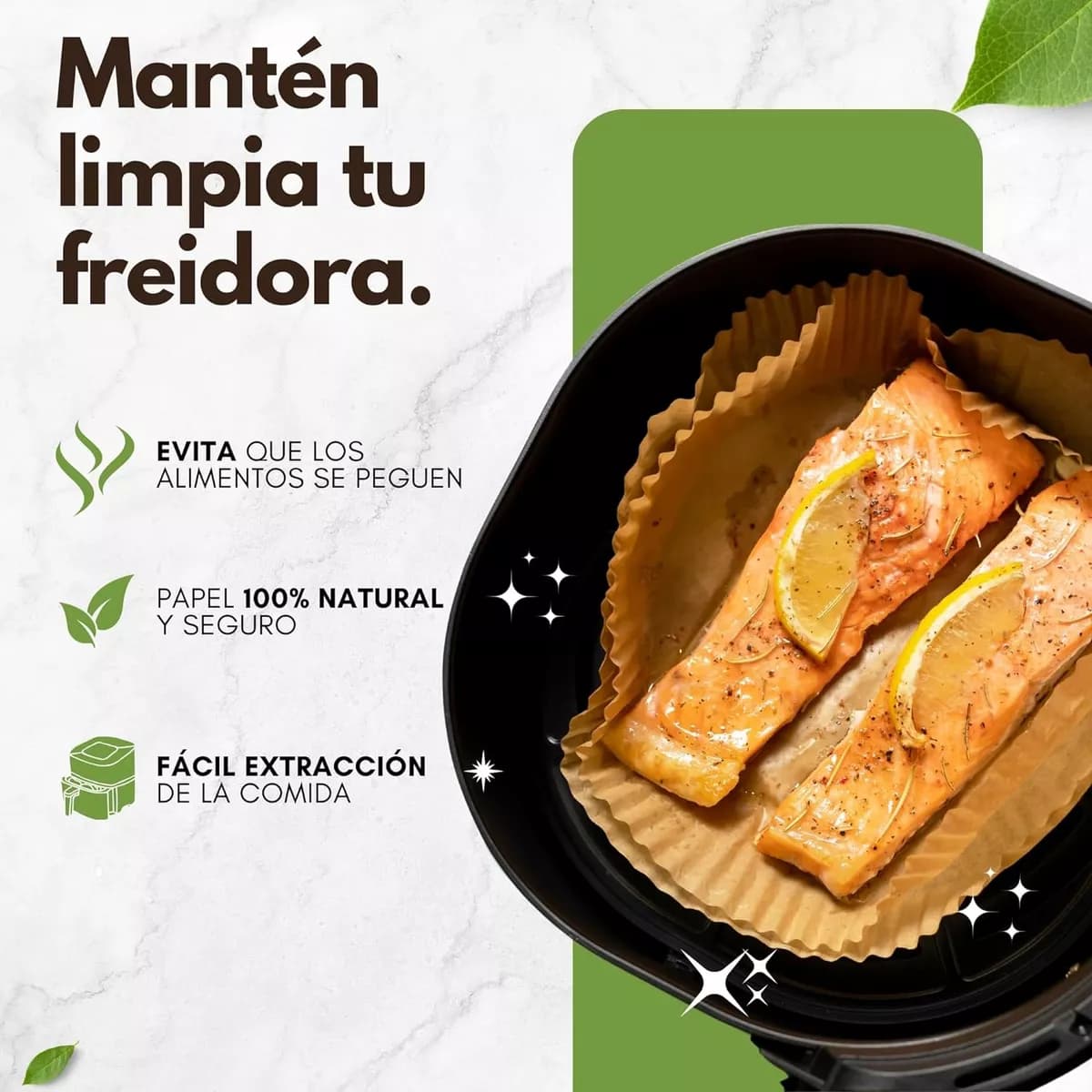Bandejas De Papel Para Freidora De Aire Sin Aceite 50 Uni — imagen 4 de 6