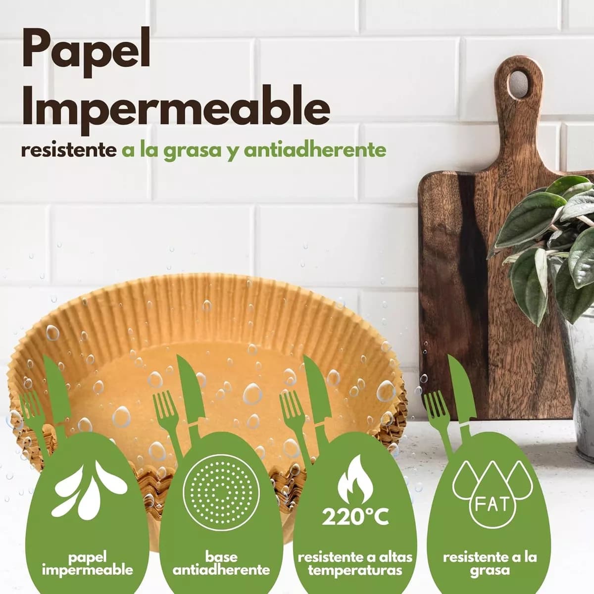 Bandejas De Papel Para Freidora De Aire Sin Aceite 50 Uni — imagen 5 de 6