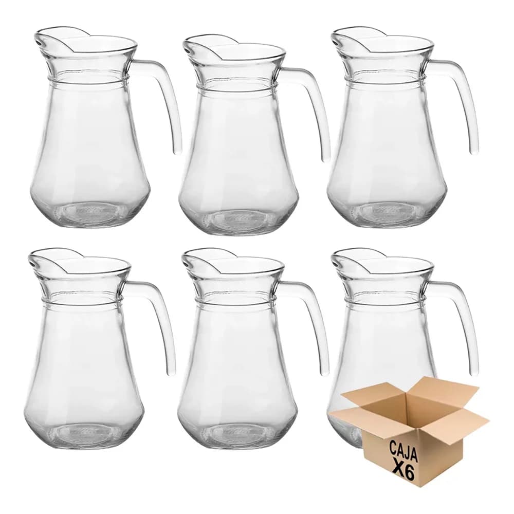 Jarra De Vidrio 1,4 L X 6 Uni Tragos Jugos Eventos Fiestas — imagen 1 de 6