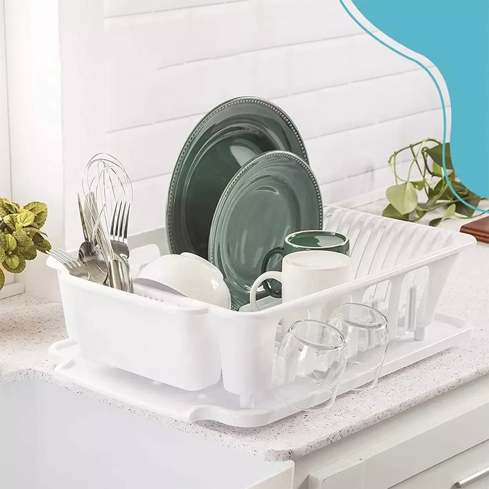 Escurridor De Platos Plástico Bandeja Cubiertero Desagüe — imagen 2 de 4