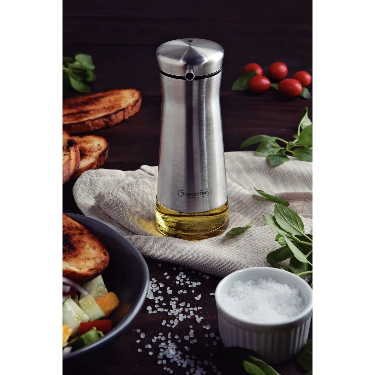 Aceitera y vinagrera de vidrio y acero inoxidable Tramontina Realce 250 ml — imagen 5 de 6