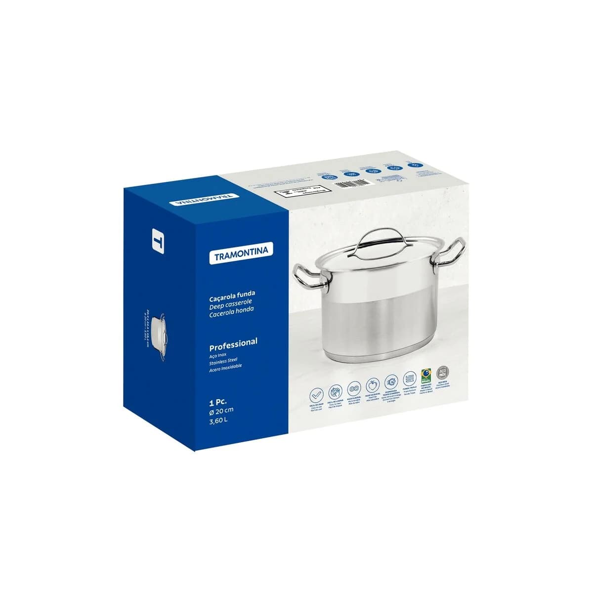 Olla Tramontina Profesional Induccion 20 Cm 3,6 Litros — imagen 2 de 4
