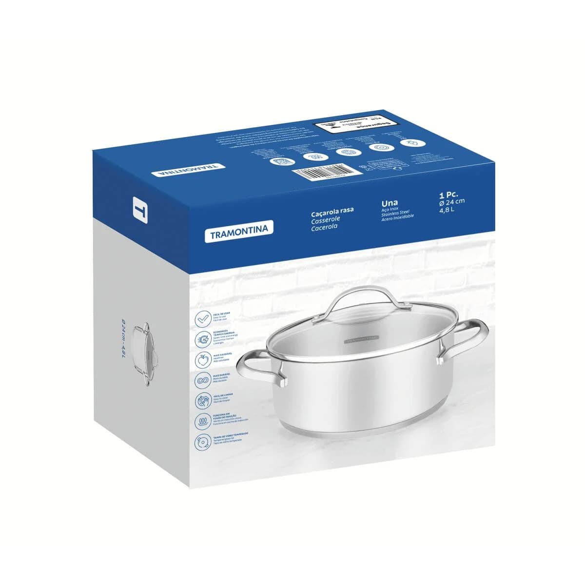 Olla Tramontina Induccion 24 Cm 4,80 Litros Acero Inox Una — imagen 2 de 2